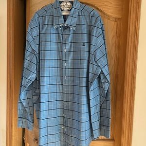 Handsome Blue Plaid Button Down Dress Shirt from Brooks Brothers! 2XLT